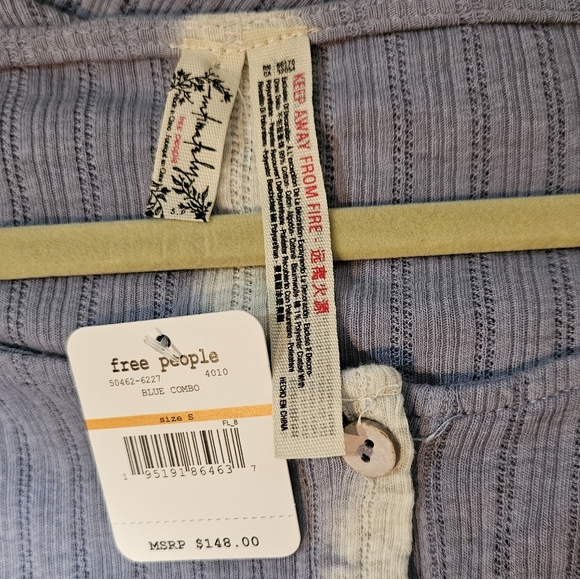 Free People Little Dream PJ Set LS Top High Rise Shorts Oversized Stretchy S NWT - Picture 6 of 16